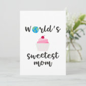 ワールドで最も甘いママの引用文カップケーキのピンク シーズンカード (スタンド正面)