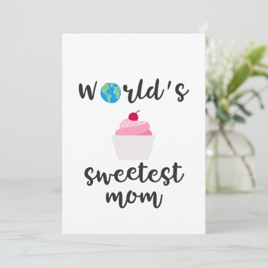 ワールドで最も甘いママの引用文カップケーキのピンク シーズンカード (スタンド正面)