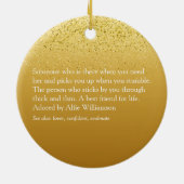 ワールドの妻最高の定義金ゴールドグリッターグラムおもしろい セラミックオーナメント (裏面)