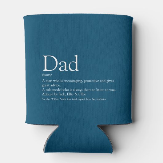 ワールドの最高のパパダディ父の定義おもしろいブルー 缶クーラー (裏面)