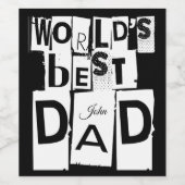 ワールドの最高のパパ白黒タイポグラフィ名の追加 ワインラベル (シングルラベル)