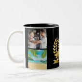 ワールドの最高のブラザーフォトコラージュ黒と金ゴールド ツートーンマグカップ (左)