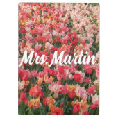 ワールドの最高の先生ピンクの花のクリップボード クリップボード (裏面)