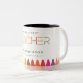 ワールドの最高の先生レインボークレヨンカラーズギフト ツートーンマグカップ (正面右)