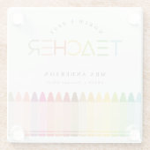 ワールドの最高の先生レインボークレヨンカラー ガラスコースター (裏面)