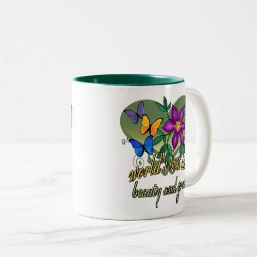 ワールドの最高の叔母美しいとグレース ツートーンマグカップ (正面右)