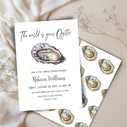ワールドはあなたのオイスターパールブライダルシャワー 招待状