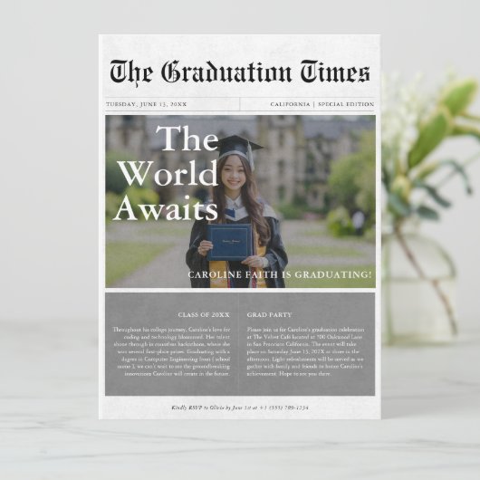 ワールドアワイクラシックツ新聞卒業写真 招待状 (スタンド正面)