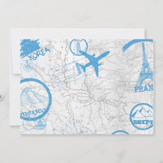 ワールドアワイツベビーシャワー招待状青い葉書 招待状 (裏面)