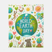 ワールドアースデイ、モダン漫画ハート&グローブ フリースブランケット (正面)