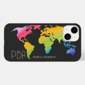 ワールドエレガントマップレインボーパステルモノグラムの名 Case-Mate iPhoneケース (裏面 (横))