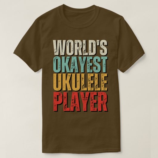 ワールドオケイエストウクレレ選手ウケおもしろいギター Tシャツ (デザイン正面)