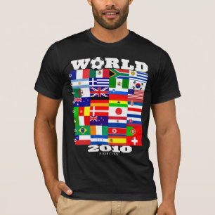 ワールドカップ2010の旗のグループA-Hの黒いTシャツ Tシャツ