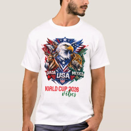 ワールドカップ2026 イーグル+ディア+ジャガー 自然 Tシャツ