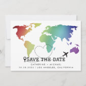 ワールドカラフルマップの目的地の結婚式 セーブザデート (正面)