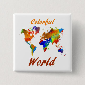 ワールドカラフルマップデザイン33 缶バッジ