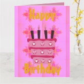 ワールドカラフルミーのまわりにハッピーバースデーの色 カード (黄色い花)