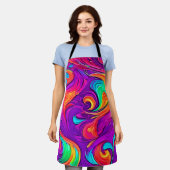 ワールドカラフル：フローパターン エプロン (着用した状態)