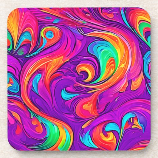 ワールドカラフル:フローパターン コースター (正面)