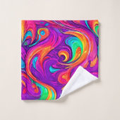 ワールドカラフル：フローパターン バスタオルセット (ウォッシュタオル)