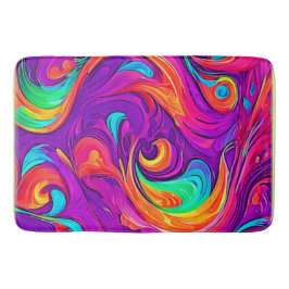 ワールドカラフル:フローパターン バスマット