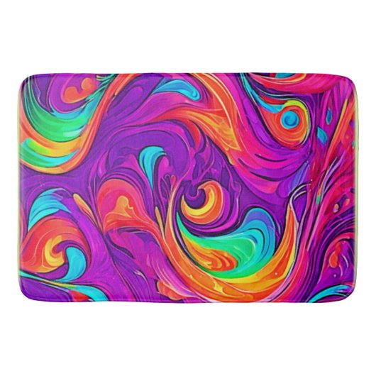 ワールドカラフル：フローパターン バスマット (正面)