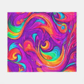 ワールドカラフル:フローパターン フリースブランケット (正面(横))