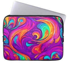 ワールドカラフル:フローパターン ラップトップスリーブ