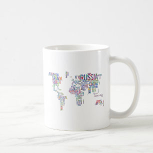 ワールドカントリー水彩タイポグラフィ コーヒーマグカップ