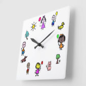 ワールドキッズクロック スクエア壁時計 (傾斜)