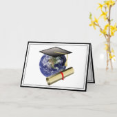 ワールドクラス卒業 – キャップと黄金の卒業証書 カード (黄色い花)