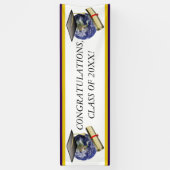 ワールドクラス卒業 – キャップと黄金の卒業証書 横断幕 (縦)