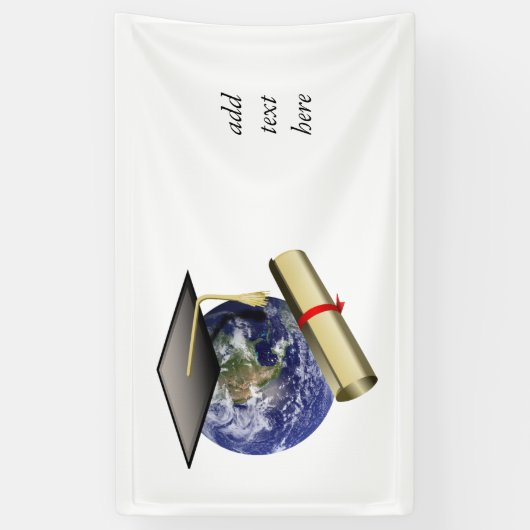 ワールドクラス卒業 – キャップと黄金の卒業証書 横断幕 (縦)