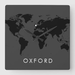 ワールドクロックカスタムモダンUKシティタイムゾーン スクエア壁時計