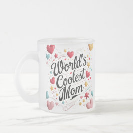 ワールドクールズママ – かわいいカラフルハート&スター フロストグラスマグカップ