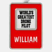 ワールドグレートドローンパイロット シルバープレートフレームオーナメント (正面)