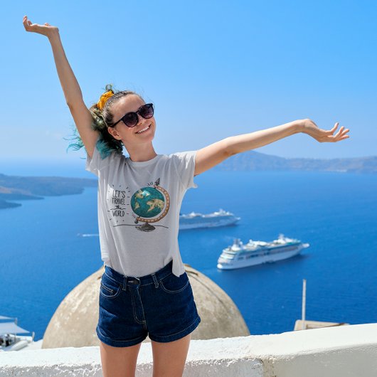 ワールドグローブグラフィックアドベンチャーを旅しよう Tシャツ