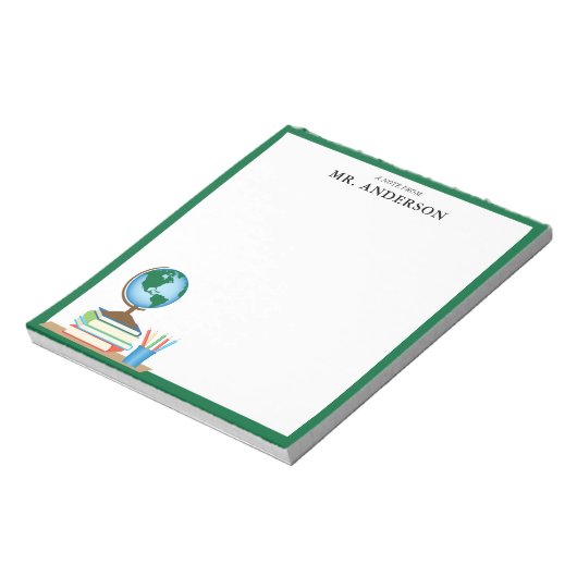 ワールドグローブスクールブックスパーソナライズされた先生 ノートパッド (回転)