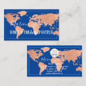 ワールドグローブマップトラベルエージェンシーカッパーバラフェイムブルー 名刺 (正面/裏面)