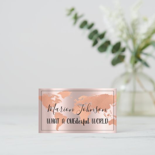 ワールドグローブマップトラベルエージェンシーバラ名声バラ 名刺 (スタンド正面)