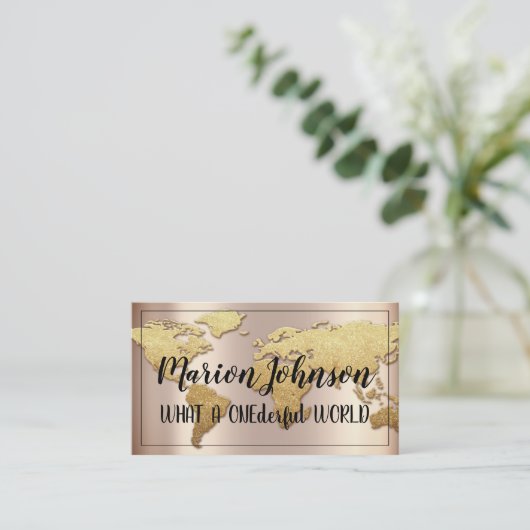 ワールドグローブマップトラベルエージェンシーバラ金ゴールド名声 名刺 (スタンド正面)