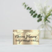 ワールドグローブマップトラベルエージェンシー金ゴールドバラ金ゴールド 名刺 (スタンド正面)