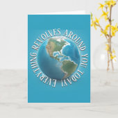 ワールドグローブ誕生日カード カード (黄色い花)