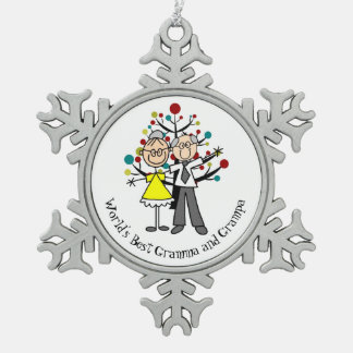 ワールドグ最高のラムマ&グランパスノーフレークオーナメント スノーフレークピューターオーナメント