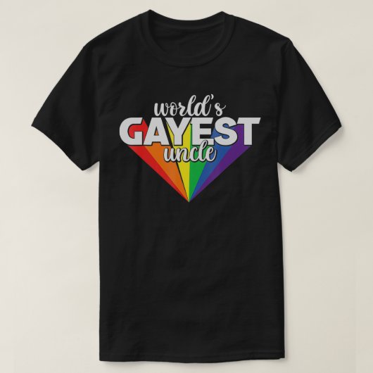 ワールドゲイエストアンクルLGBTプライドグンクル誇りを持ったゲイUN Tシャツ (デザイン正面)