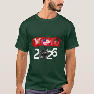 "ワールドサッカー大会2026" - アメリカ国旗 & ジオメトリック Tシャツ