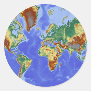 ワールドジオグラフィック国際的マップ ラウンドシール