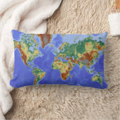 ワールドジオグラフィック国際的マップ ランバークッション (ブランケット)