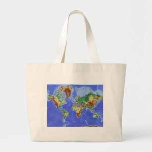 ワールドジオグラフィック国際的マップ ラージトートバッグ