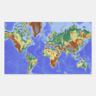 ワールドジオグラフィック国際的マップ 長方形シール